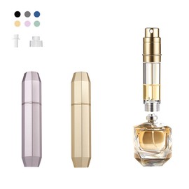 DIOHIO 5ml Perfume Atomizer Travel Refillable,Mini Cologne Dispenser, Bottom-Filling Fragrances Perfumes Bottle,Portable Sprayer Pocket Size for Women Men Cruise Car Trip Gift (Gold-Pink)