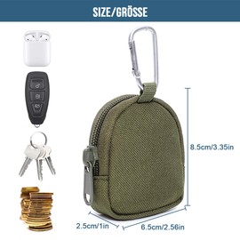 MUCHER 2 x men's coin purse, small key bag, tactical mini purse, mini key bag, coin purses change purses with zip, Green, Outdoor