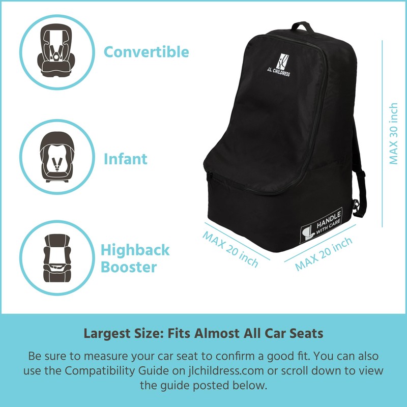 J.L. Childress Padded Backpack Car Seat Bag - Travel Bag