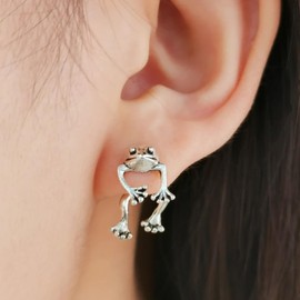 Sliver Frog Earrings Animal Earrings Cool Earrings Frog Jewelry Gifts Stuff Birthday Christmas Gifts for Women