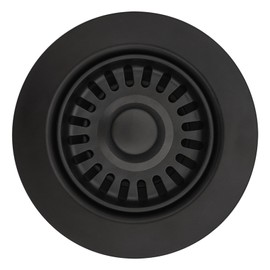 TGEOND Black Kitchen Sink Drain Assembly, 3-1/2 inch Polymer Kitchen Drain Strainer Kit with Removable Basket Strainers Stopper Matching for Granite/Fireclay Sinks