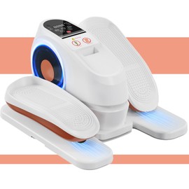 MAXPLUS 2025 New Under Desk Elliptical Machine, Electric Exerciser Pro with 16 Adjustable Speed, Quiet and Fully Assembled with Remote Control & Non-Slip Foot Straps White