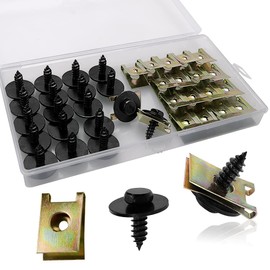 VooGenzek 20 Sets Screw Nut Clip Kit, Mudguard Clip, Sheet Metal Nut Attachment, Sheet Metal Screws, Mudguard Attachment, Sheet Metal Nuts Assortment, with Screws for Car