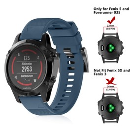 ZEROFIRE Compatible with Garmin Fenix 5 Watch Band Replacement, 22mm Silicone Band for Fenix 7/Fenix 6/Fenix 6 Pro/Fenix 5 Plus/Forerunner 945/Forerunner 935/Approach S62, Not Fit 5X, 5S