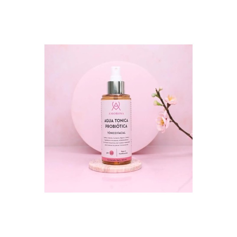 Amorosa Agua Tónica Probiótica, Tónico Facial Hidratante, pH 5.5, 150ml,