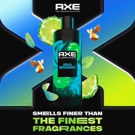 AXE Fine Fragrance Collection Body Wash For Men Aqua Bergamot 12h Refreshing Scent Shower Gel Infused with Bergamot, Sage, and Juniper Essential Oils 18 oz