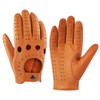Harssidanzar Men's Leather Driving Gloves, Soft Unlined Gloves, GM026CA, Tan,