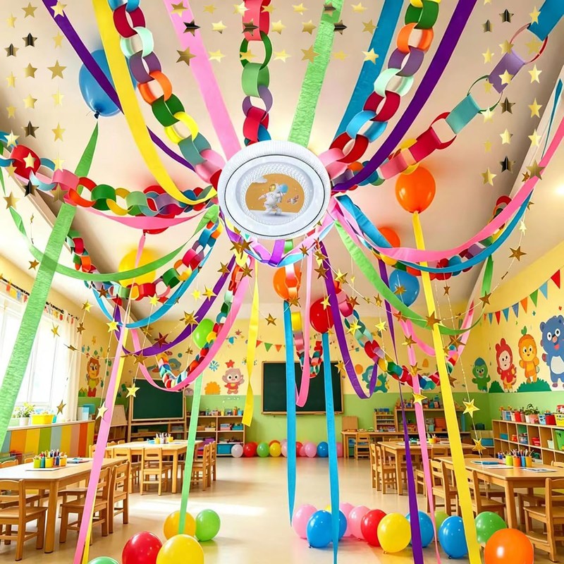 Rainbow Paper Chain Garland Party Decorations Include 400 Sheet Paper