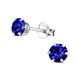 I love silver jewellery Sapphire Crystal Claw Set Sterling Silver Stud Earrings - Size: 5mm