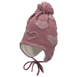 Sterntaler Girls' GOTS Bobble Hat Heart Hat, purple