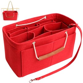 D.DUO Tote Organizer Insert, Purse Insert for Handbags, Tote Bag Organizer with 11 Pockets, Suitable for Neverful for Speedy for Carryall for Birkin and More (Red, M)
