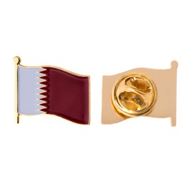 Qatar Country Enamel Made of Metal Souvenir Hat Men Women Patriotic Qatari (Waving Flag Lapel Pin)
