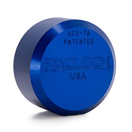 PACLOCK's UCS-7A Padlock, Buy American Act Compliant, Flat Back Puck w/Tapped Holes, High Performance 6-Pin Cylinder, One Lock Keyed to a Number U-Pick! w/ 2 Keys, Blue
