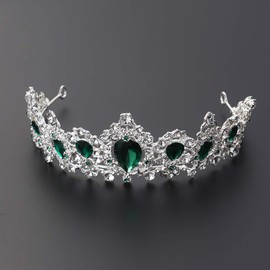 Frcolor Tiara Crown for Women,Rhinestone Queen Crowns Wedding Tiaras Crowns Headband (Green)