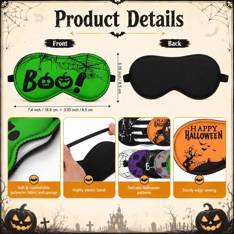 50 Pcs Halloween Sleep Eye Masks Bulk for Women Adjustable