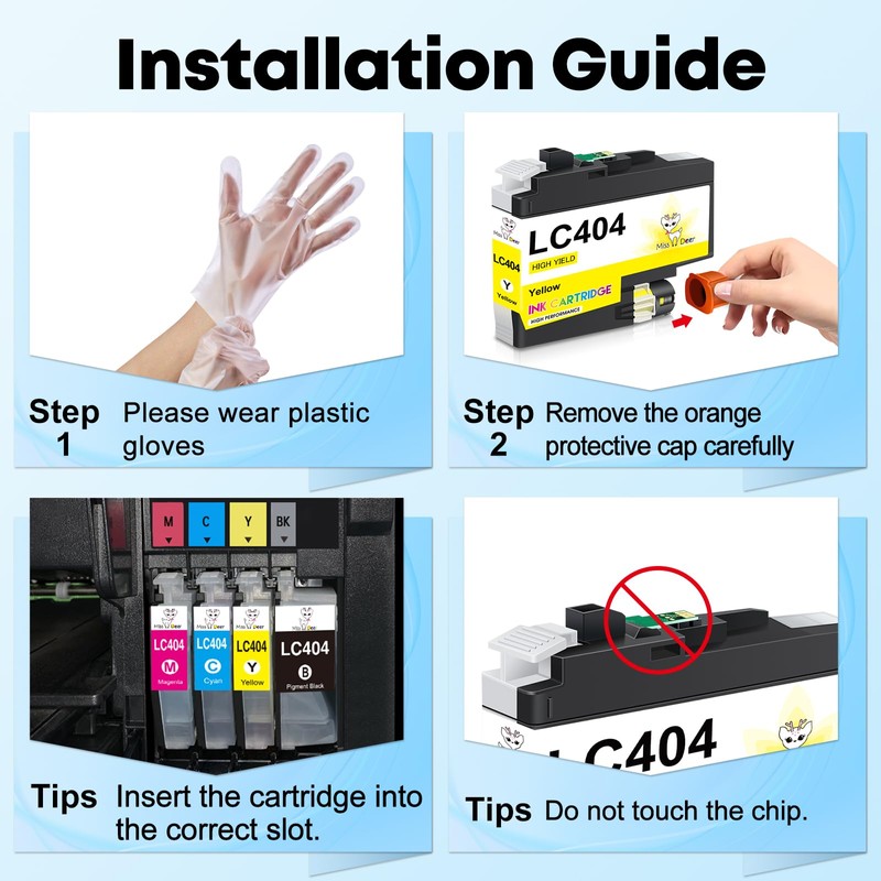 Miss Deer LC404 Black Ink Cartridges Compatible Replacement for Brother