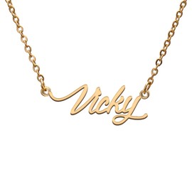 Vicky Name Tag Necklaces for Her His Friends Familys Relationship Memory Jewelry Gift
