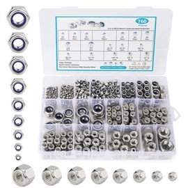 760PCS SAE & Metric Nylon Insert Lock Nuts Kit,Stainless Steel Locknuts Set