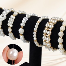 White Beads Set, Beads for Threading, Adults, Beads for Bracelets 4/6/8/10/12 mm, Faux Pearl Beads Set with Hole for Jewellery Making, Necklaces, Earrings, Crafts