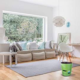 Scakbyer 10L/2.64 Gallon Trash Can, Decorative Waste Basket, PU Leather Waste Paper Basket, Waterproof Garbage Can for Bathroom, Bedroom, Office, Kitchen and Living Room - Golf