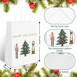 AnyDesign 18Pcs Nutcracker Gift Bags with Handle Watercolor Nutcracker Paper Bags Christmas Paper Gift Bags Xmas Treat Candy Goodie Bags for Xmas Party Favor Wedding Birthday, 5.9 x 8.3 x 3.1 Inch