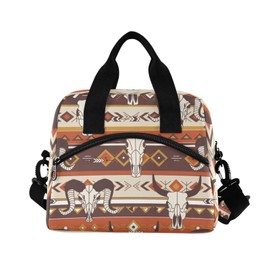 CZXW Western Aztec Lunch Bag Insulated Waterproof Reusable Tote Bag Durable Portable Large Lunchbox Handbag with Strap for Women Men
