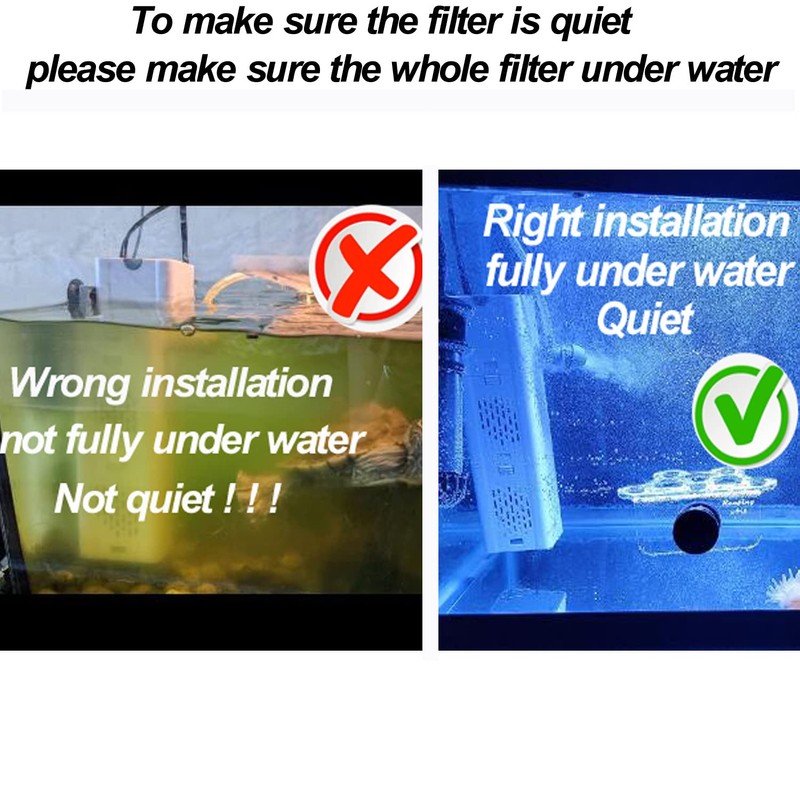 Ultra Quiet Fish Tank Filter 4-in-1 Internal Aquarium Filter ,500-1800L/H