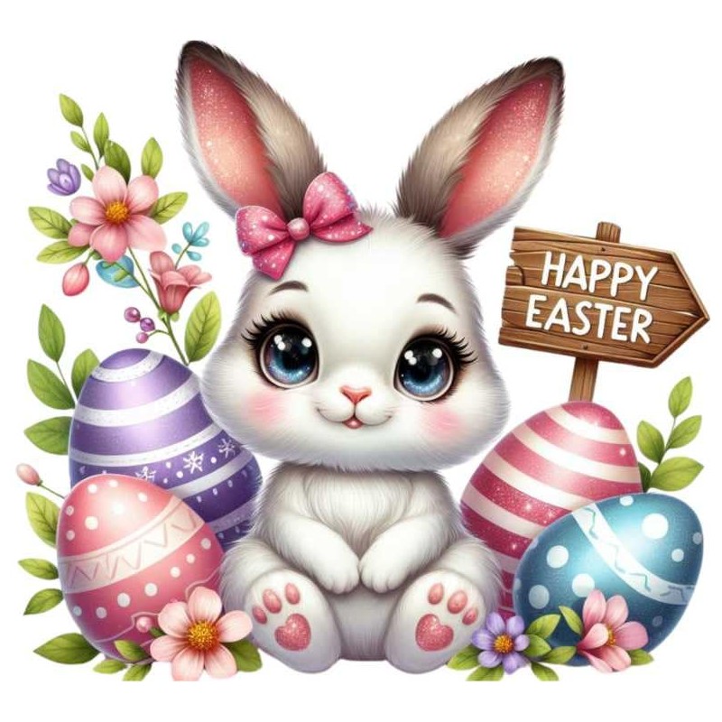 x12 Rabbit Easter Bunny Glass Vinyl Decal Stickers Colour ol490