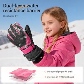 ThxToms Kids Winter Gloves Waterproof Ski Snow Gloves for Boys & Girls Cold Weather Outdoor Sports Snowboard Bicycle for 4-14 Years Old