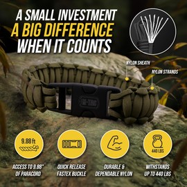 M-Tac Paracord Bracelet - Tactical Wristband with Fastex - Survival Cord for Outdoor Hiking Survival Camping (M, Olive)