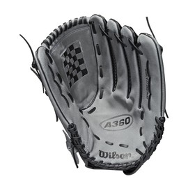 Wilson 2021 A360 SP14 14" Slowpitch Softball Glove - Left Hand Throw, Black/Grey