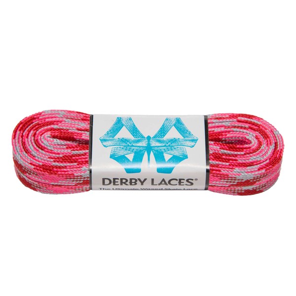 Derby Laces Pink Camouflage 108 Inch Waxed Skate Lace for Roller Derby, Hockey and Ice Skates, and Boots