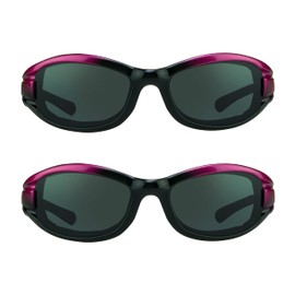 Bikershades Motorcycle Safety Sunglass Foam Padded Pink Frame PETITE Women & Girls 2 Pairs