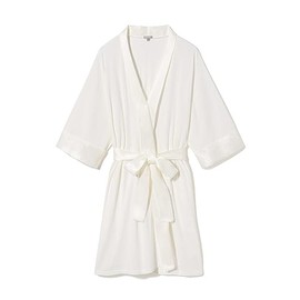 PJ Harlow Womens Shala-rib Knit Camono With Satin Belt And Trim ROBE, Pearl, X-Small US