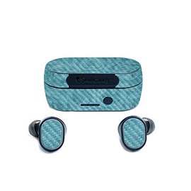 MightySkins Carbon Fiber Skin for SkullCandy Sesh True Wireless Earbuds - Baby Blue Jacquard | Protective, Durable Textured Carbon Fiber Finish | Easy to Apply | Made in The USA