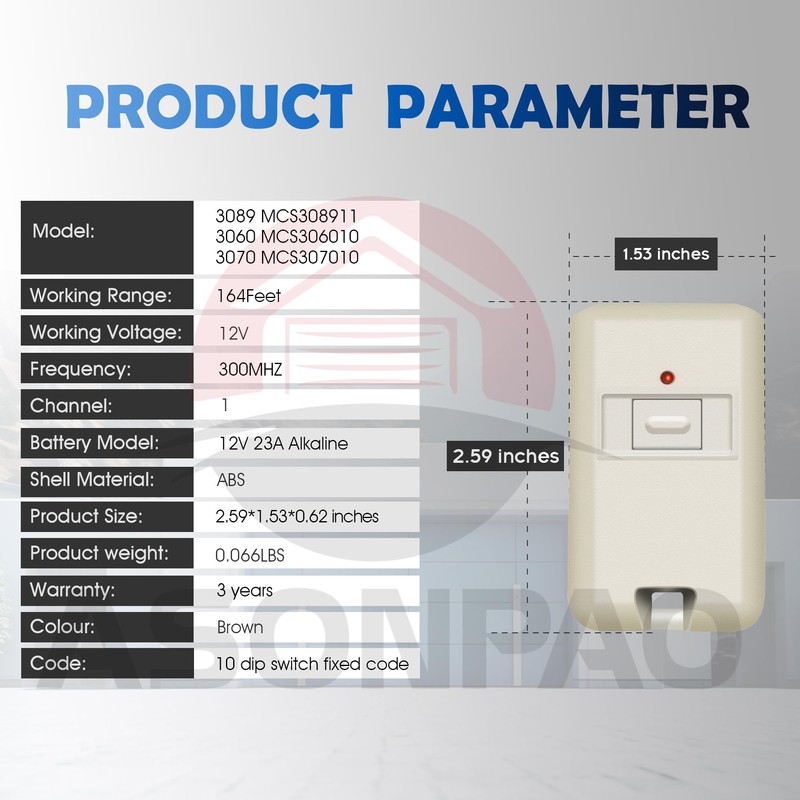 2 for Multi Code Gate Opener Remote, 3060 MCS306010,3089 308911,