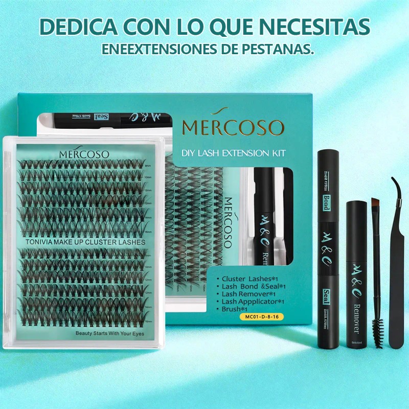 Kit Extensiones De Pestañas 30d+40d Curvatura D 9-16mm Mixta