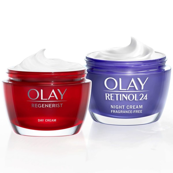 Olay Moisturiser Skin Care Sets & Kits, Womens Gift Sets, Retinol24 Night Cream 50ml & Regenerist Face Cream, 50ml, Instantly Hydrates For 24H