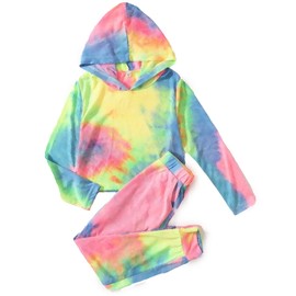 Arshiner Girl's 2 Piece Tie-dye Pullover Hooded Sweatshirt Set Sweatsuits and Sweatpants