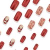 Press On Nails Medium Square Fake Nails - Red Glitter