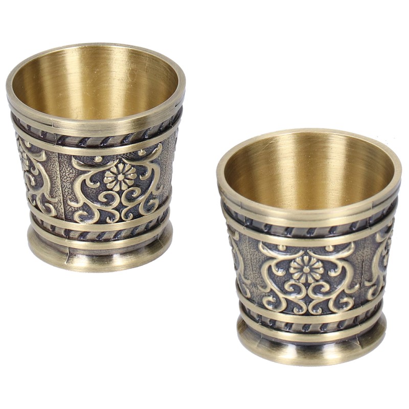 2pcs Embossed Pattern Retro Wine Cup Household Drinking Wine Glass