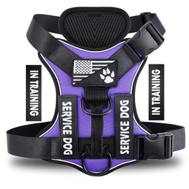 Demigreat Service Dog Harness, Reflective Dog Vest Harness with 5 PCS Patches, Adjustable Soft Oxford Pet Harness, Inner Layer Mesh, Easy to Control for Dogs