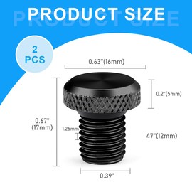 XPEX 2 Stück M10 Motorrad Spiegel Stopfen CNC Abdeckung Blindstopfen Aluminium Anodische Oxidation Schrauben Gewinde Verkleidungsschrauben Rechtsgewinde/clockwise(Schwarz)
