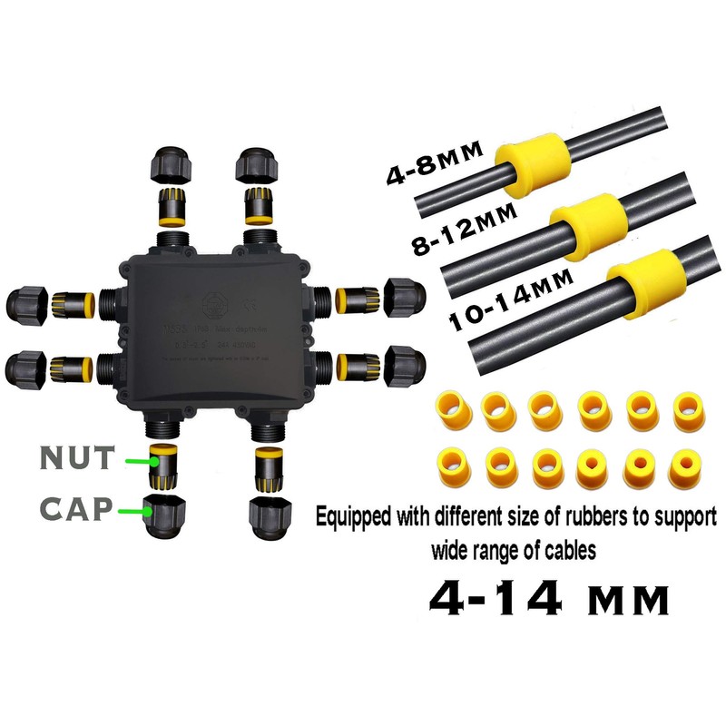 Sucre Auxiliary ® 24A 450V 8 Way Large Box IP68