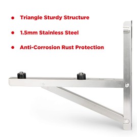 TURBRO Wall Mount Bracket for Mini Split Ductless Air Conditioner Heat Pump System, Foldable Stainless Steel Stand, Support Condenser up to 350 lbs (7,000-18,000 BTU), 1 Pair