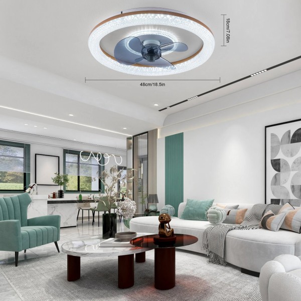 TBvechi 18" Modern Ceiling Fan with Light Remote Control Bedroom