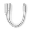 Nedis USB-C™ Adapter - USB 2.0 - USB-C™ Male - USB-C™ Female / 3.5 mm Female - 0.10 m - Round - Nickel Plated - PVC - White - Box