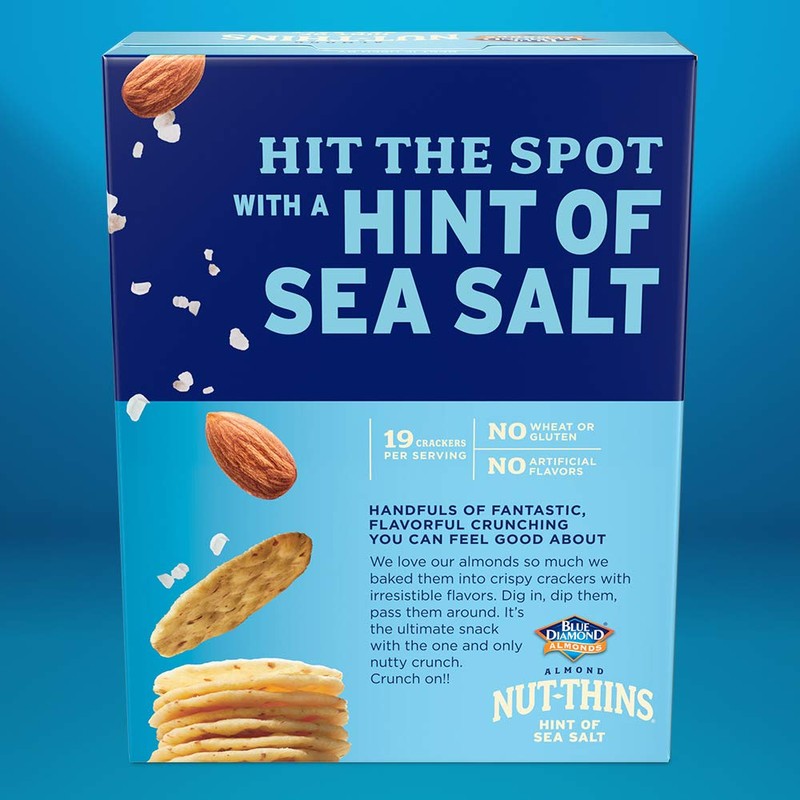 Blue Diamond Almonds Nut Thins Gluten Free Cracker Crisps, Hint