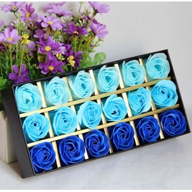 Cisixin 18 Pieces Rose Scented Soaps in Gift Box (Blue)