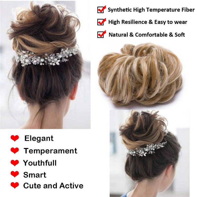 Messy Hair Bun Hair Scrunchies Extensions Curly Wavy Hairpiece Synthetic